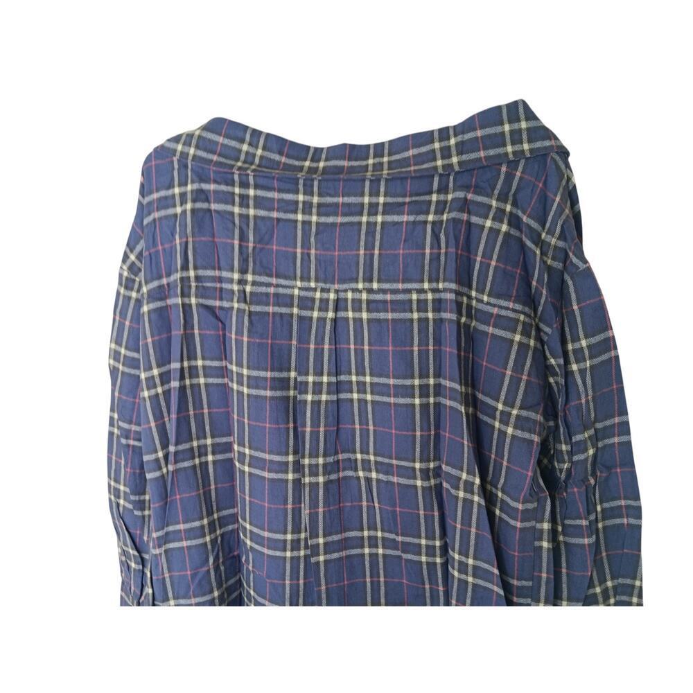 New Easel Los Angeles Oversized Off Shoulder Plaid Shirt Dress Cotton SZ M - Picture 13 of 16